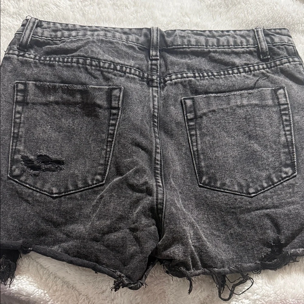 Black Distressed Denim Shorts